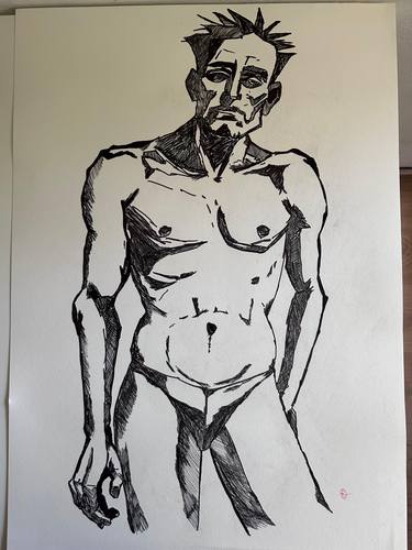 Original Expressionism Men Drawings by Robbie Ornig