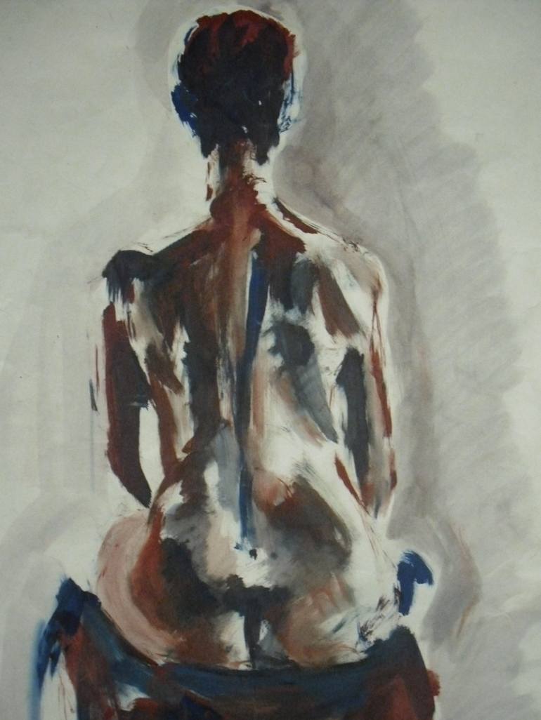 Naked model at life drawing class