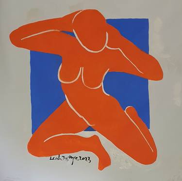 Abstract Nude Female Figure Orange thumb