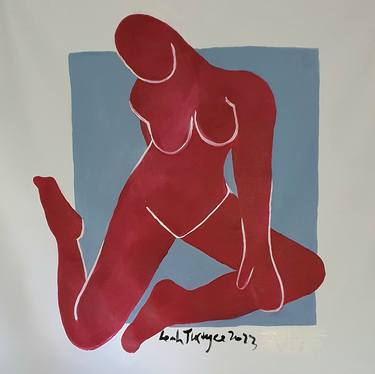 Minimalist Nude Female Figure Red thumb