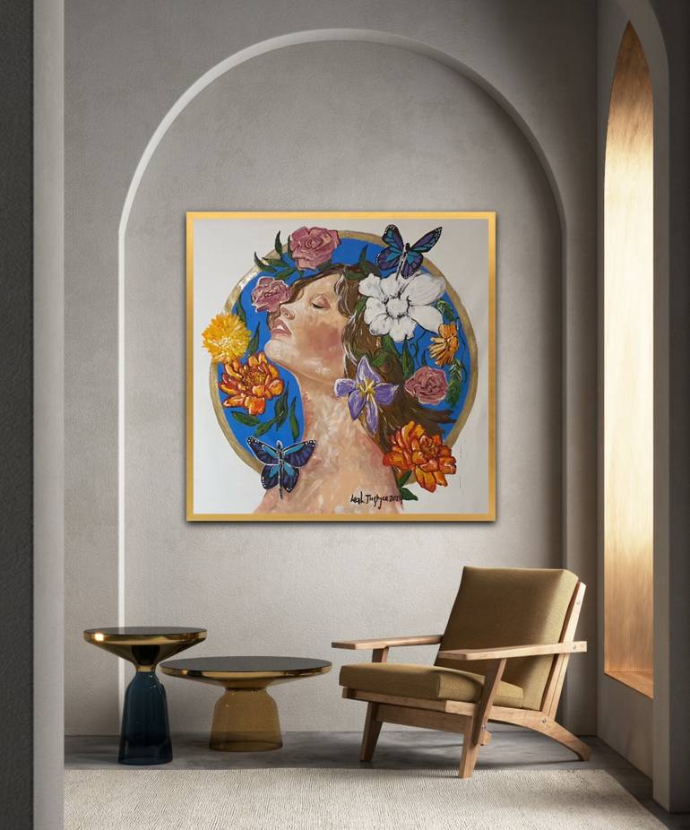 Original Art Nouveau Women Painting by Leah Justyce