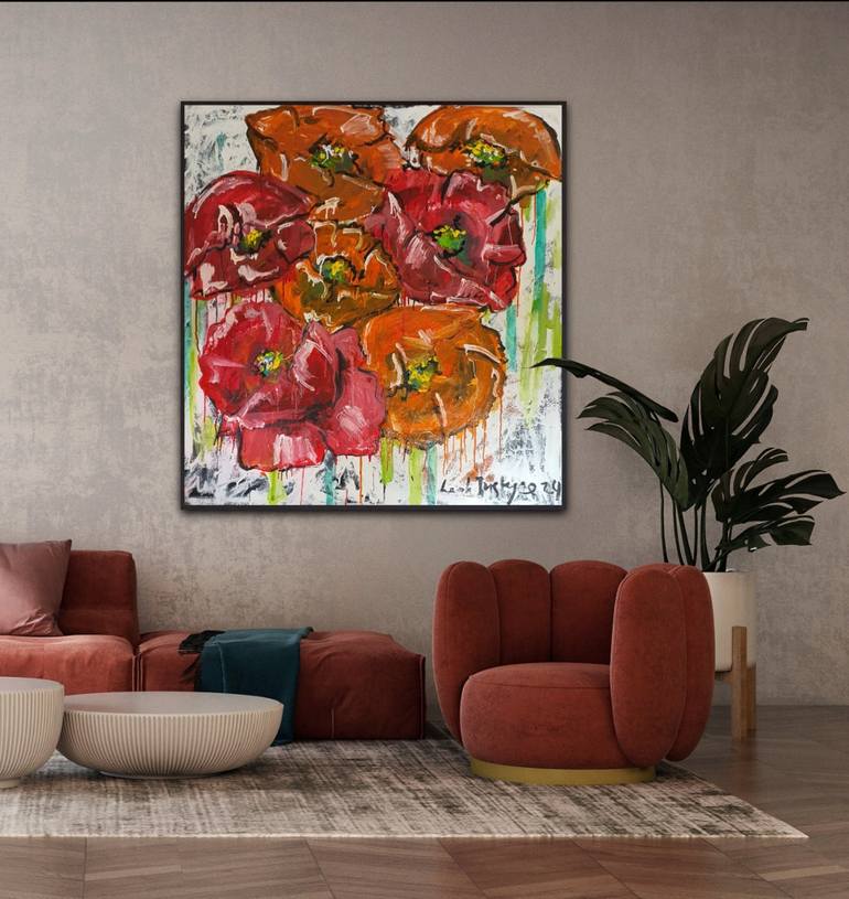 Original Abstract Floral Painting by Leah Justyce