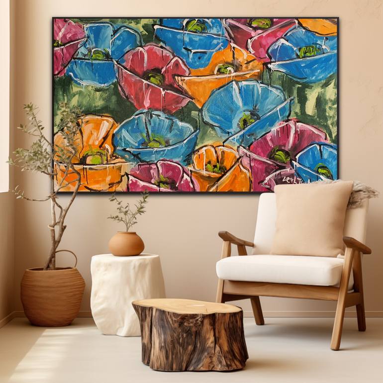 Original Abstract Floral Painting by Leah Justyce