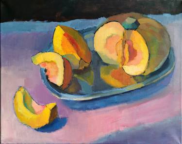 Still life with pumpkins on a tray thumb