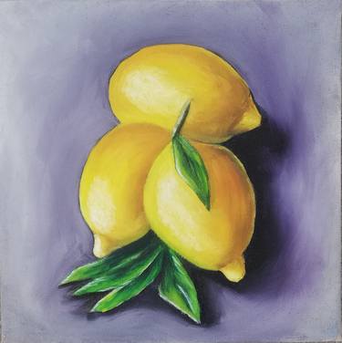 Oil painting three lemons thumb