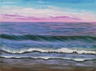 Oil painting sunset on the Adriatic, picture Adriatic in Italy thumb