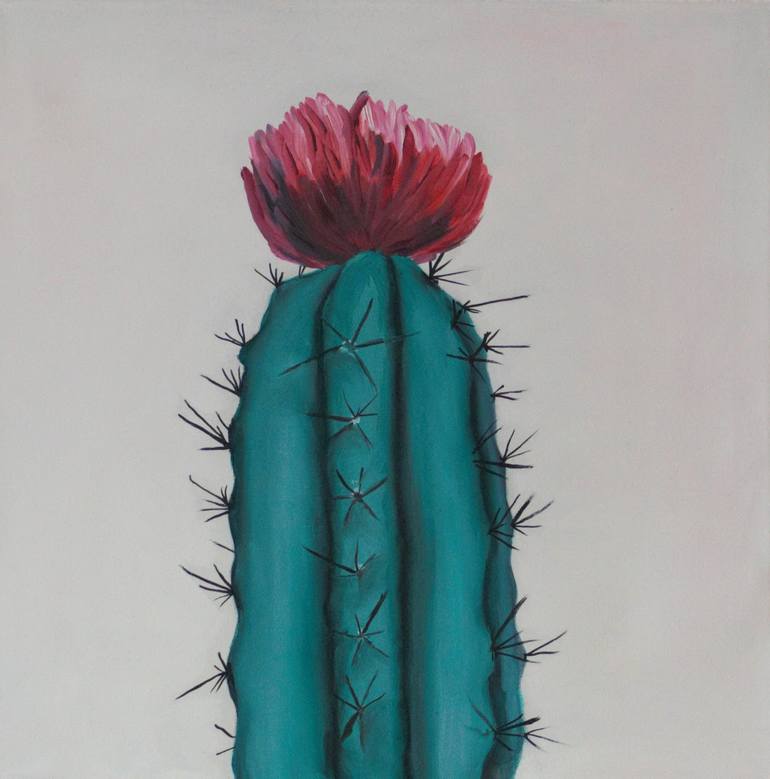 Oil painting cactus green rosa black Painting by Iryna Cherepenko | Saatchi  Art