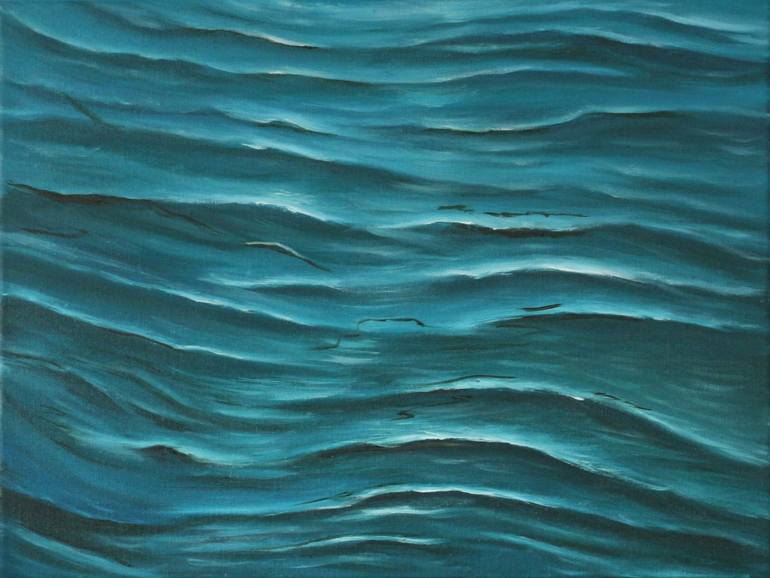 Swim 油絵 oil painting 絵画 原画 abstract Oil painting full moon and sea Painting by Iryna Cherepenko