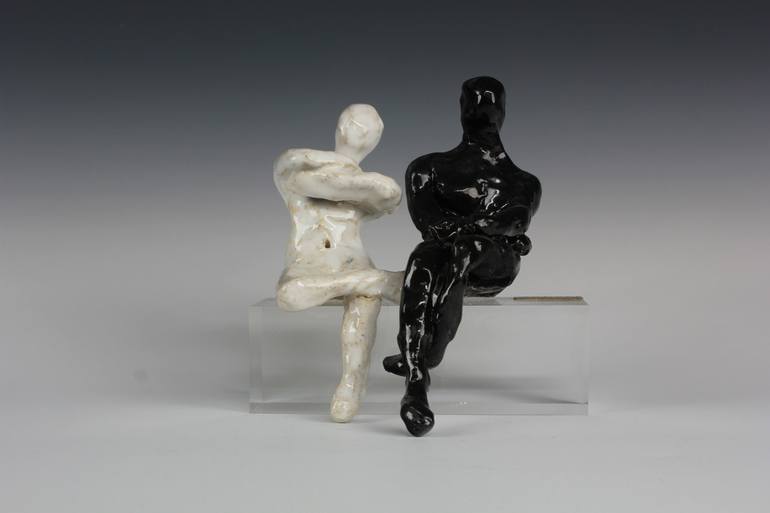 Original Black & White People Sculpture by Zeynep Gedikoglu