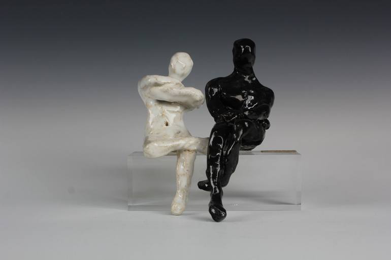Original Black & White People Sculpture by Zeynep Gedikoglu