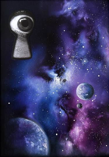 Original Surrealism Outer Space Collage by Valeryia Zhukava