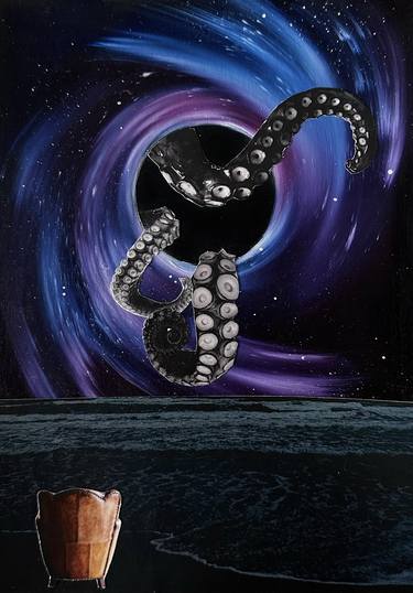 Original Surrealism Outer Space Collage by Valeryia Zhukava