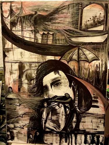 Original Abstract Expressionism Abstract Drawing by Liliana Bociantusinska