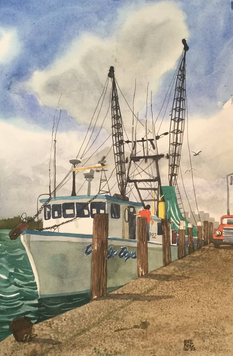 Florida boat Painting by M Lounis