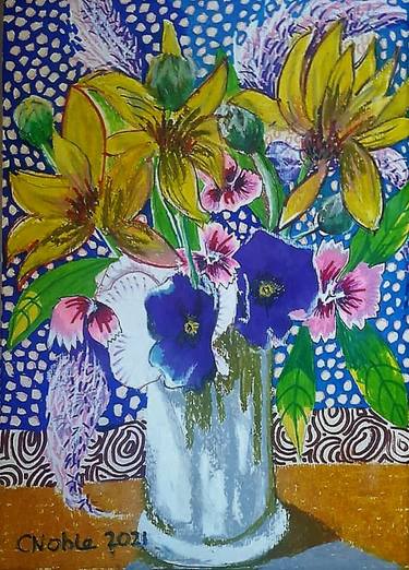 Print of Fine Art Floral Drawings by Cathy Noble