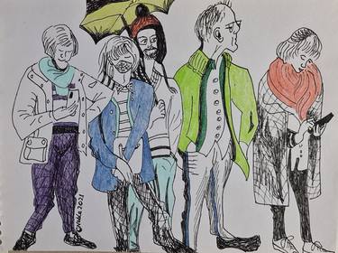Print of Figurative People Drawings by Cathy Noble