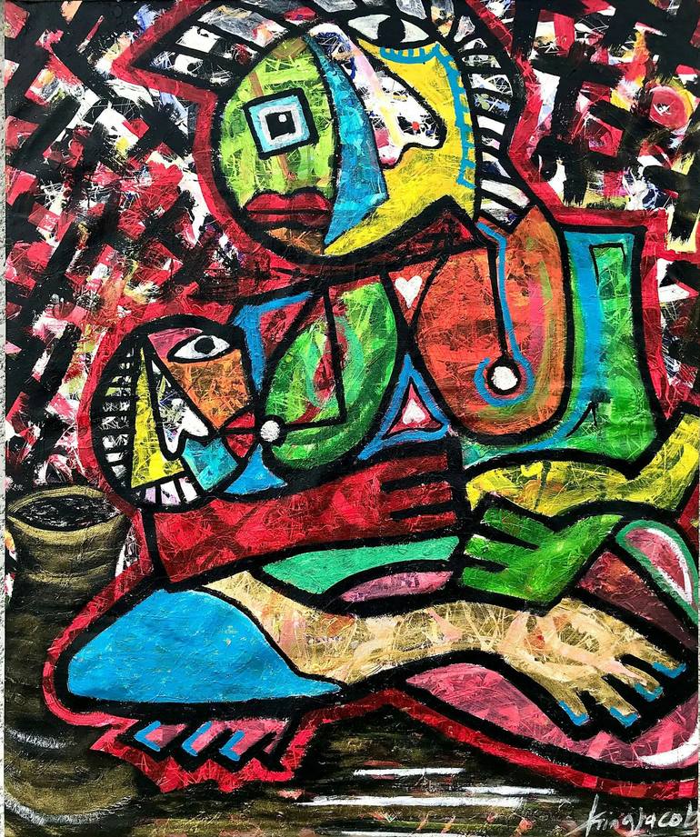 Original Abstract Family Paintings by Kingsley Nwangborogwu