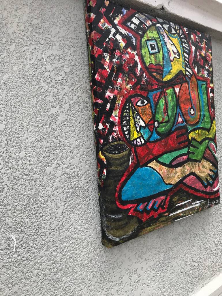 Original Cubism Abstract Painting by Kingsley Nwangborogwu