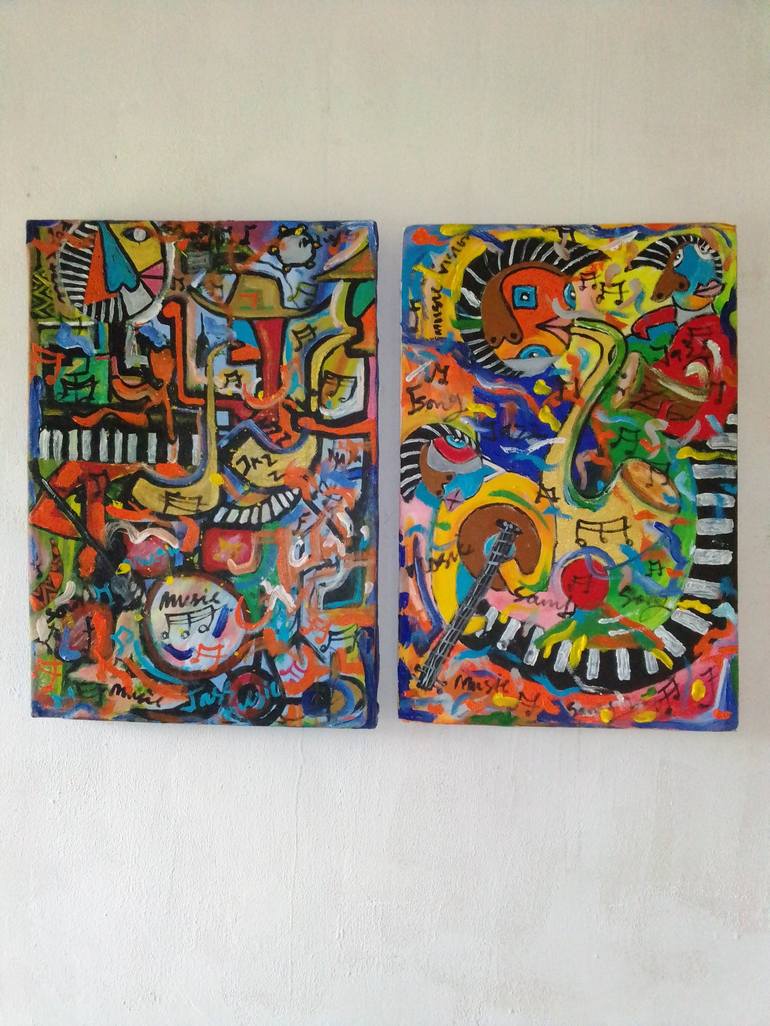 Original Abstract Music Painting by Kingsley Nwangborogwu