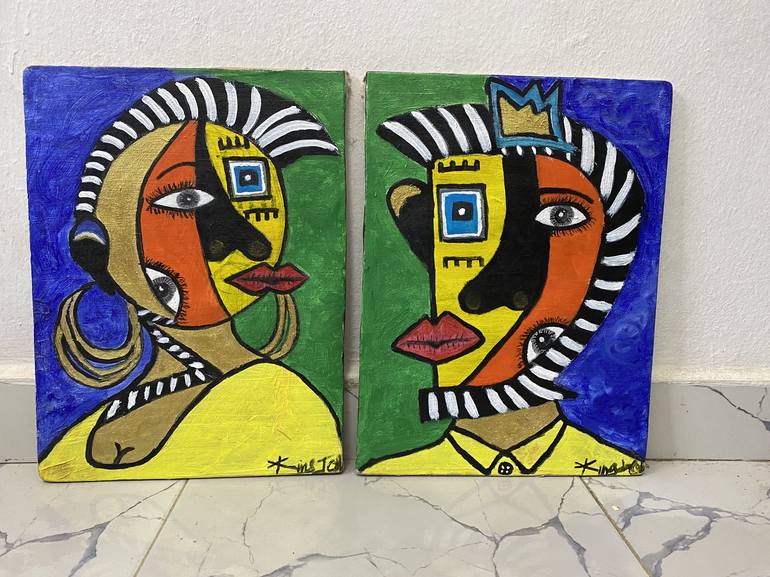 Original Abstract Portrait Painting by Kingsley Nwangborogwu