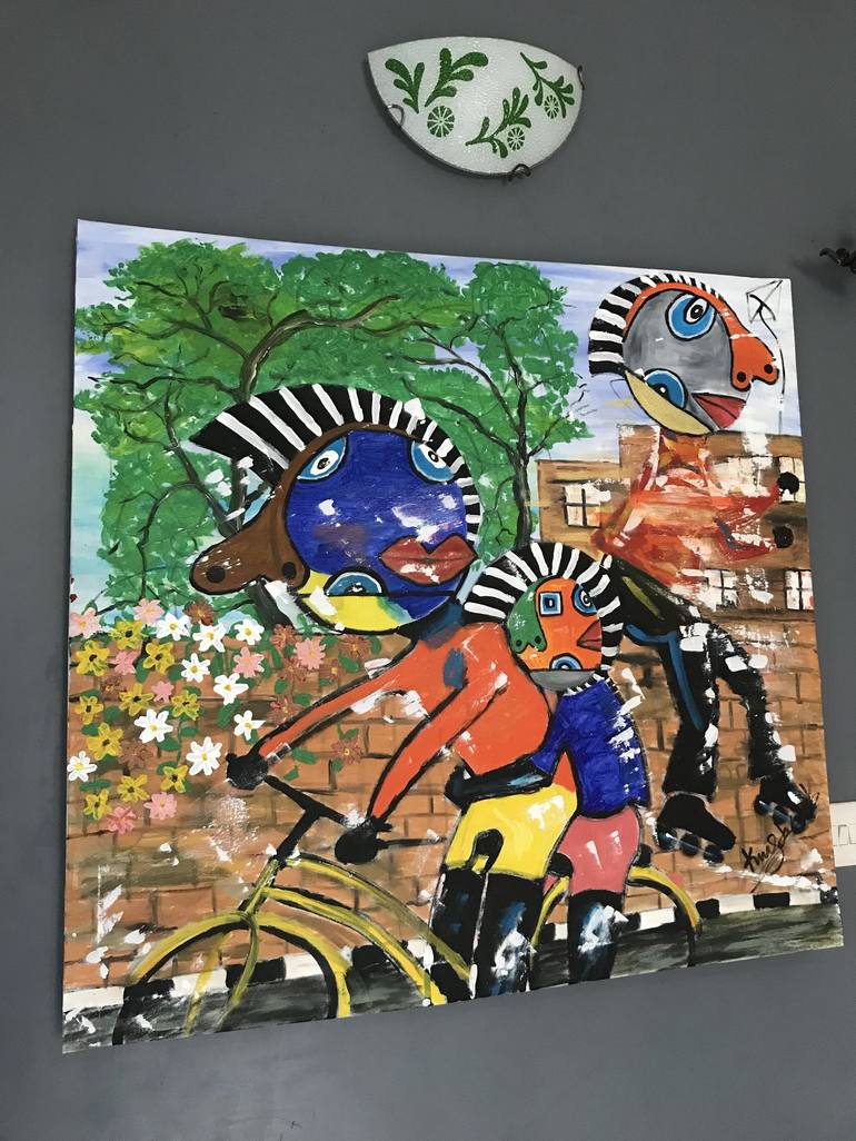 Original Abstract Children Painting by Kingsley Nwangborogwu