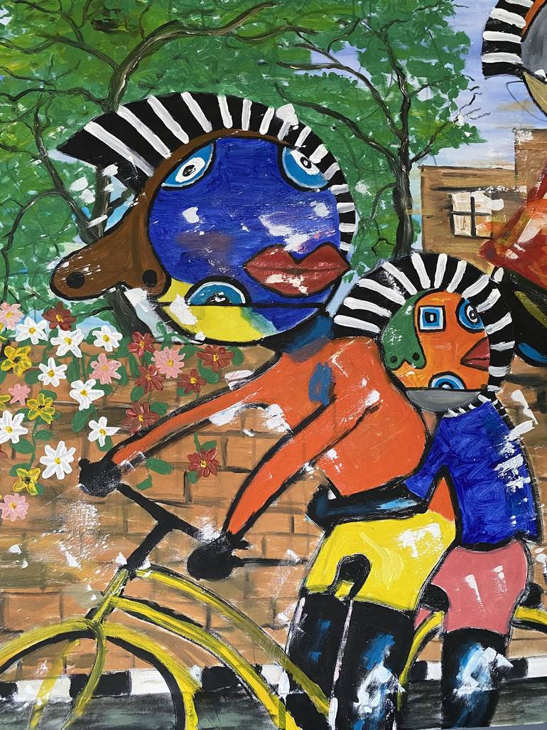 Original Abstract Children Painting by Kingsley Nwangborogwu