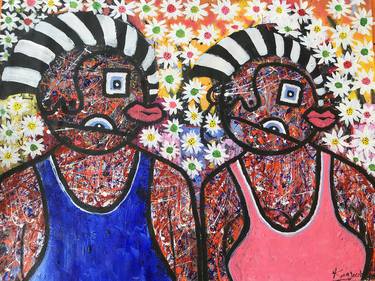 Original Figurative Abstract Paintings by Kingsley Nwangborogwu