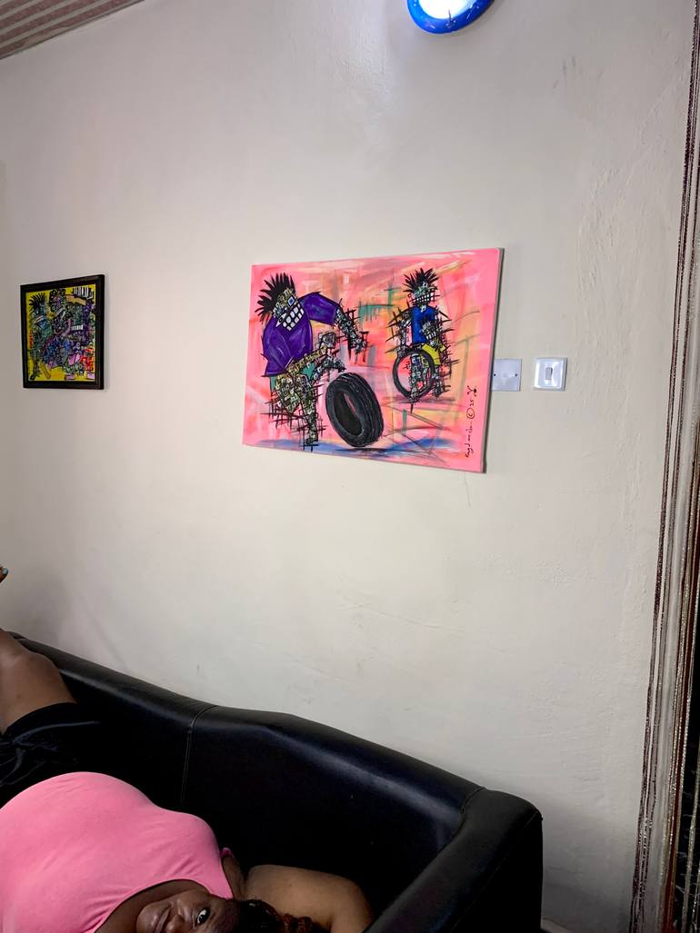 Original Street Art Abstract Painting by Kingsley Nwangborogwu