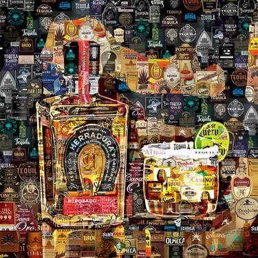 Art Collage Poster Print Tequila Herradura With Glass thumb