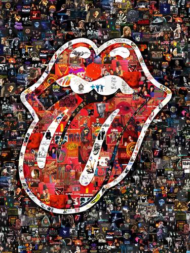 Art Collage Poster Print Rolling Stones Logo thumb