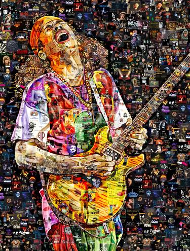 Art Collage Poster Print CARLOS SANTANA Made Out Of Music Albums thumb