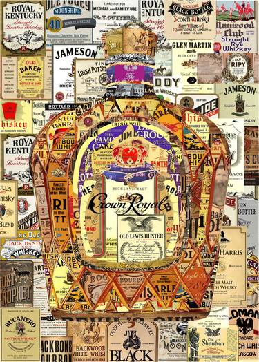 Art Collage Poster Print Whiskey Crown Royal. thumb