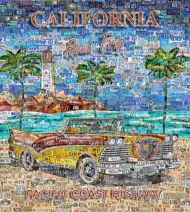 California Road Trip. Route 66. Art Collage Poster Print thumb