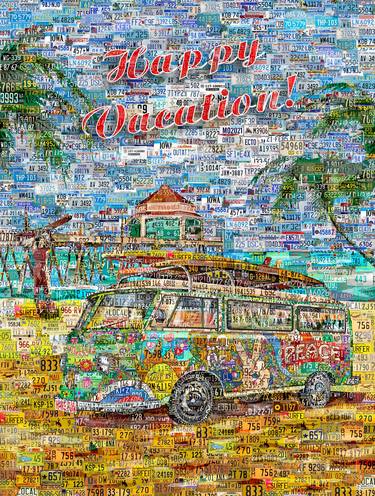 Happy Vacation! Route 66. Art Collage Poster Print thumb