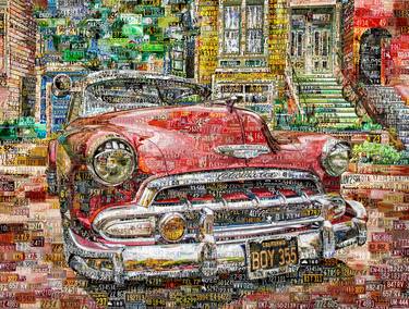 Old Red Chevrolet Art Collage Poster Print thumb