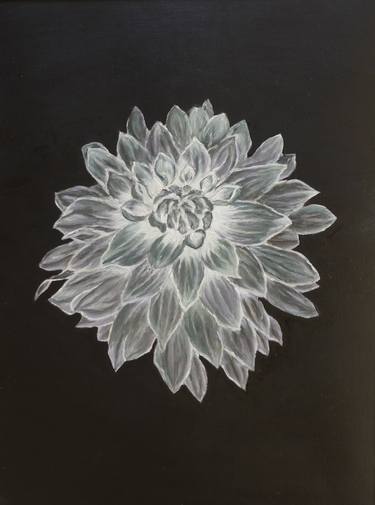 Original Black & White Floral Painting by Valentina Lazdina