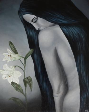 Woman with white lilies thumb