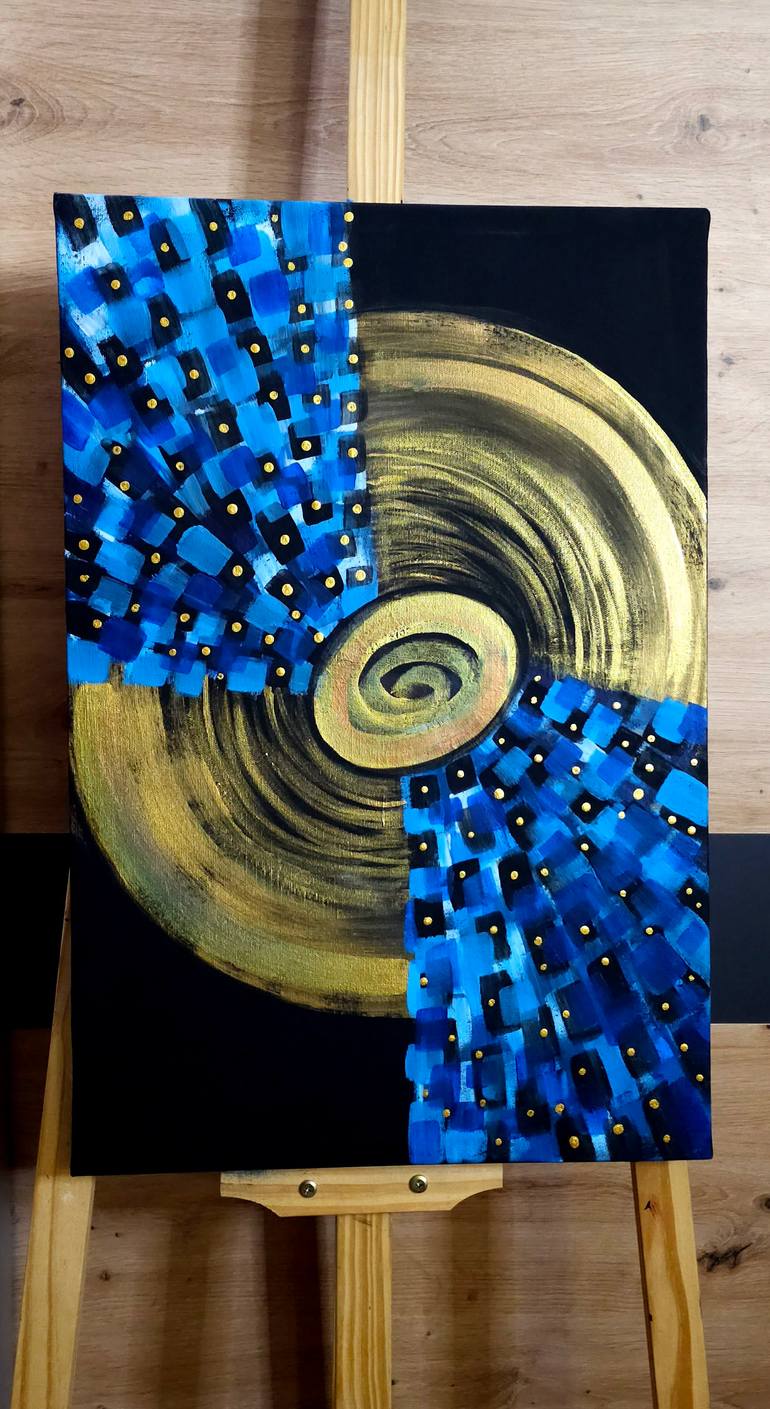 Original Abstract Geometric Painting by Ea Phantomred