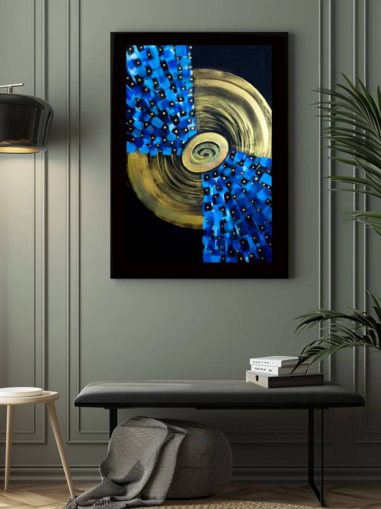 Original Abstract Geometric Painting by Ea Phantomred