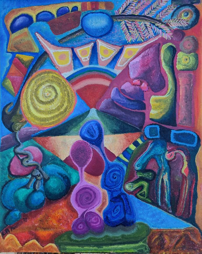 Original Abstract Expressionism Abstract Painting by Ea Phantomred