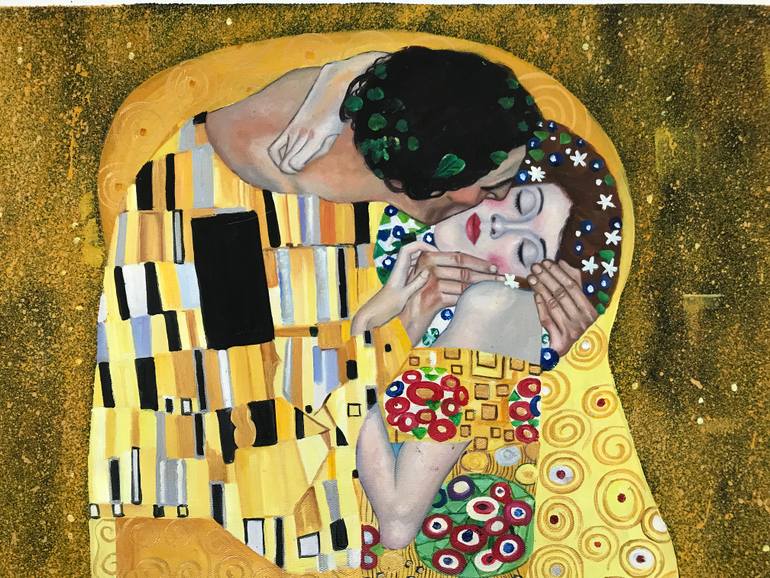 Original Modernism Love Painting by Aurora Rose