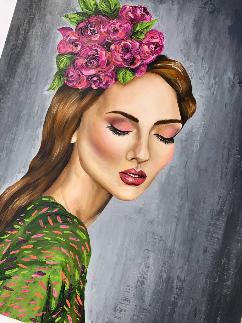 Original Expressionism People Painting by Aisha Turlybek