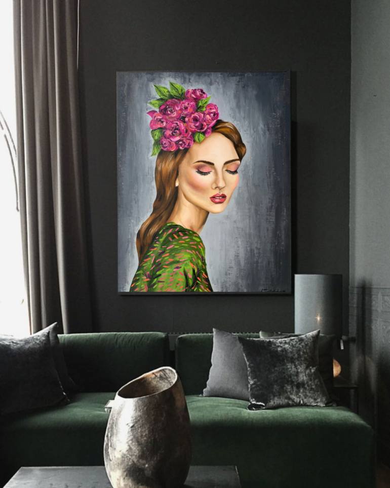 Original Expressionism People Painting by Aisha Turlybek