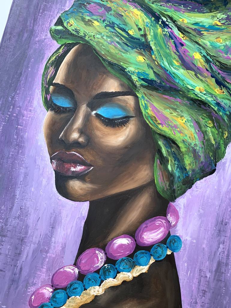 African American woman Painting by Aisha Turlybekova | Saatchi Art