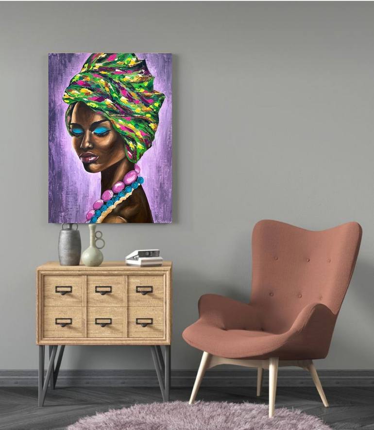 African American woman Painting by Aisha Turlybekova | Saatchi Art