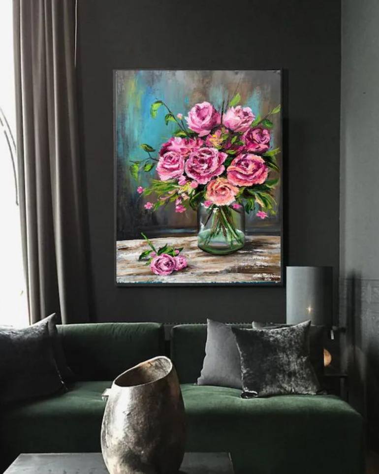 Original Modernism Floral Painting by Aisha Turlybek