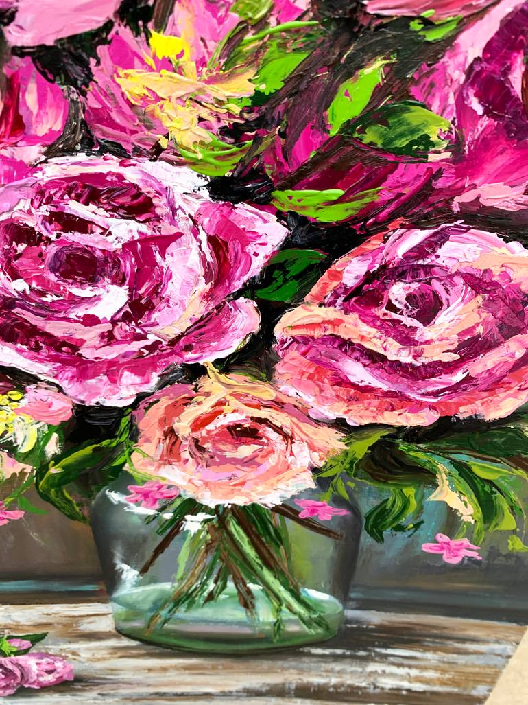 Original Modernism Floral Painting by Aisha Turlybek