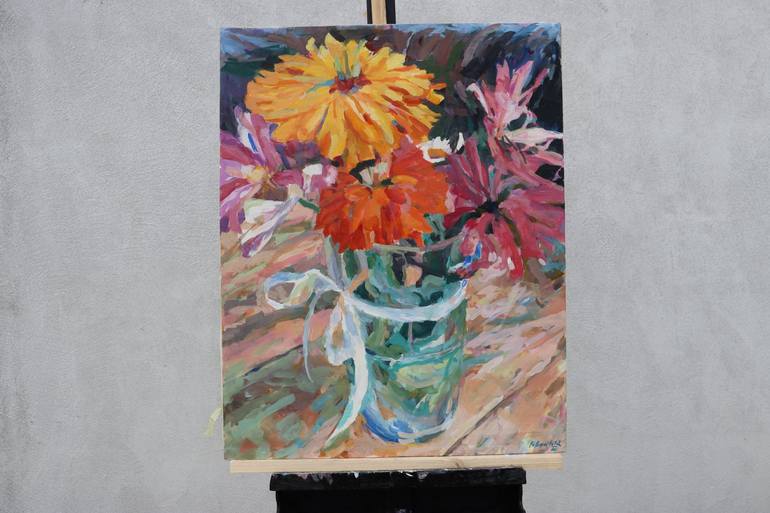 Original Impressionism Floral Painting by Polona Petek