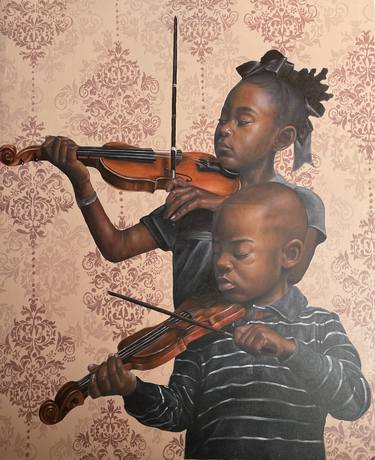 Original Figurative Children Paintings by Afeez Aregbede