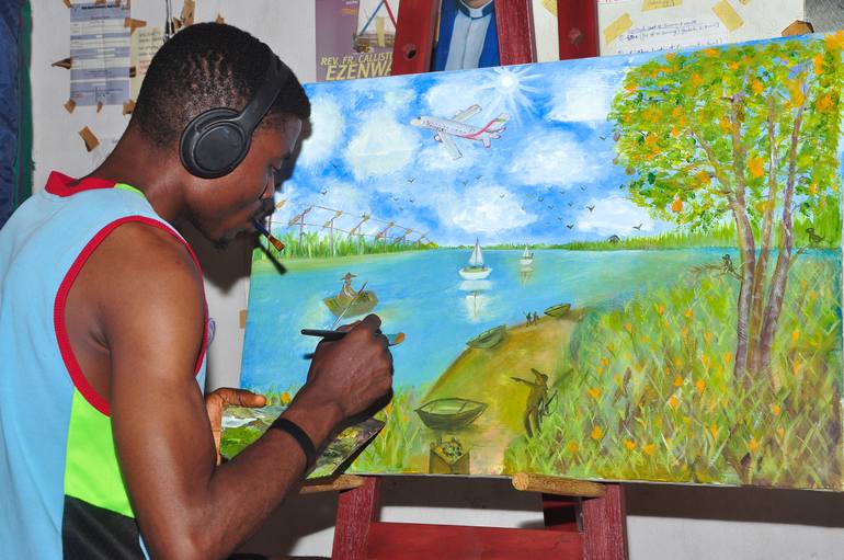 Original Conceptual Landscape Painting by Anthony Edem  Toneroartwork